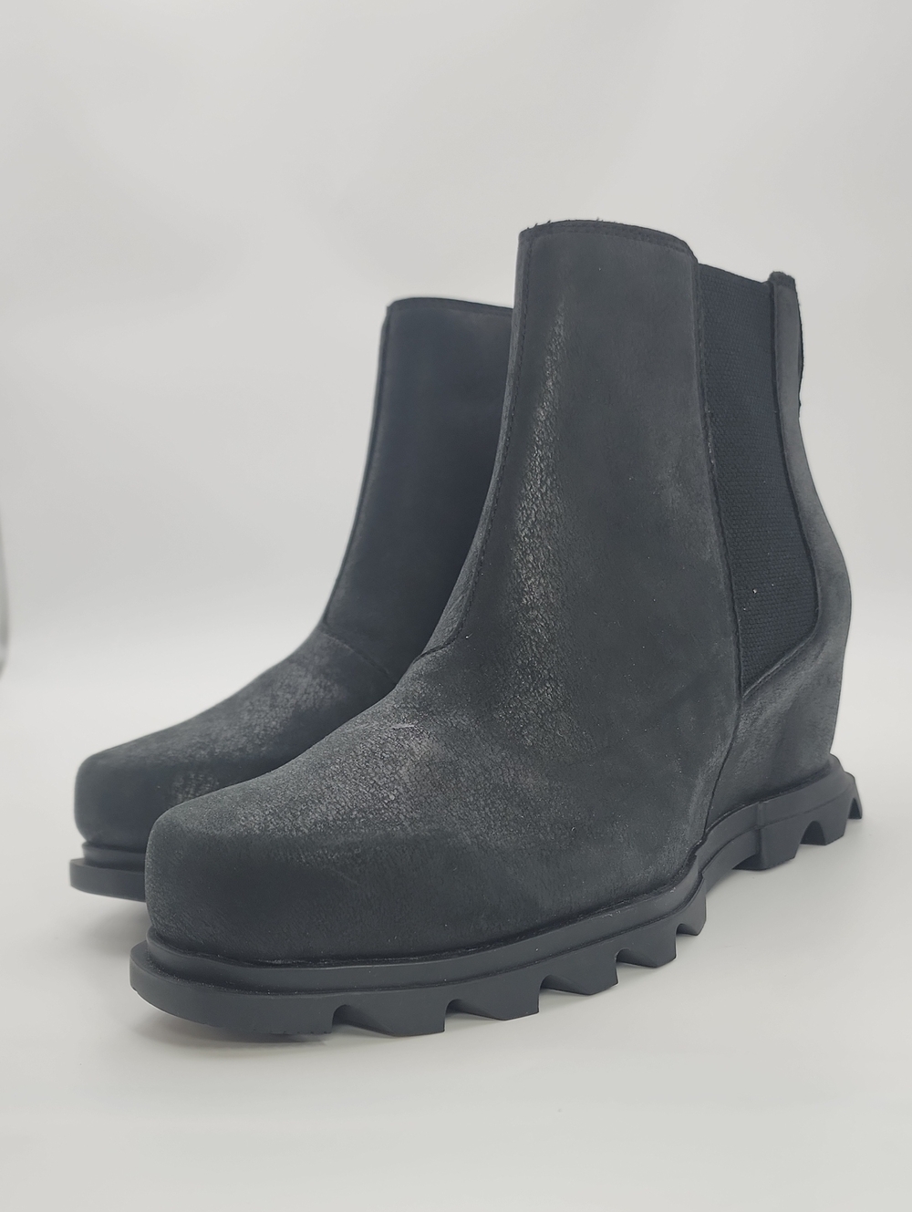 Sorel Joan of Arctic Wedge 3 Chelsea Booties Black Leather Waterproof Sz 12